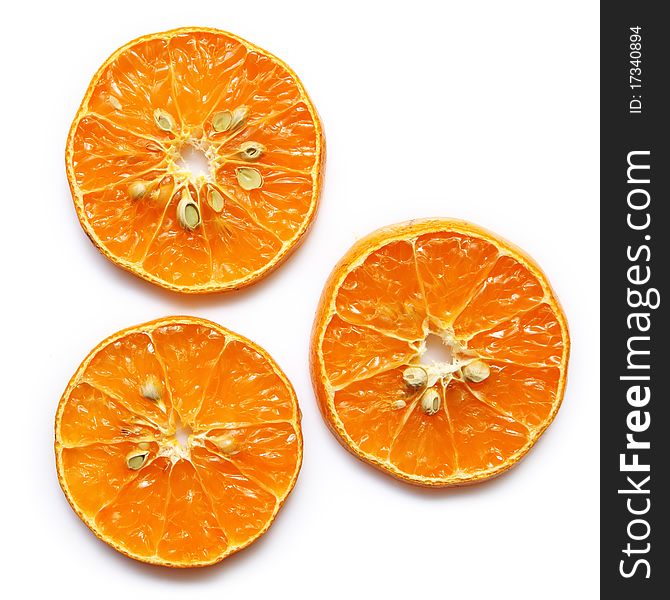 3 Orange pieces isolate over white background