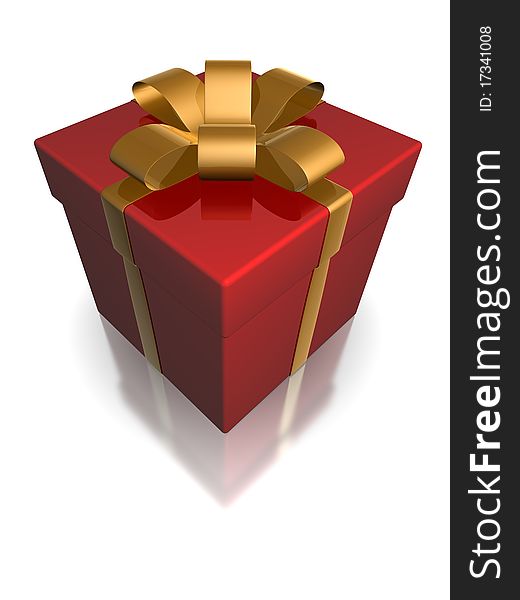 Red Gift Box, Isolated