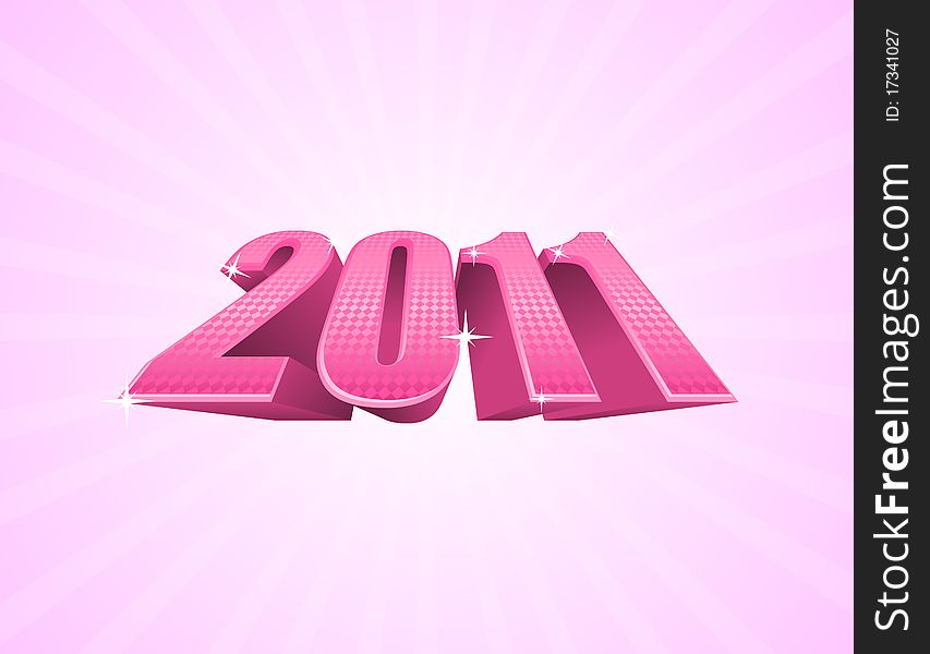 Vector illustration of pink 2011 year on light pink background. Vector illustration of pink 2011 year on light pink background
