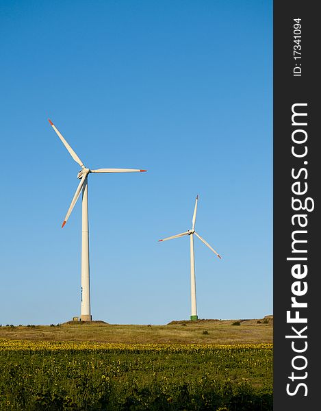 Wind Power Turbines on a hill