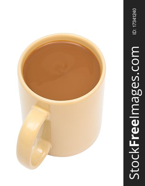 Cup of coffee with milk on white background. Cup of coffee with milk on white background