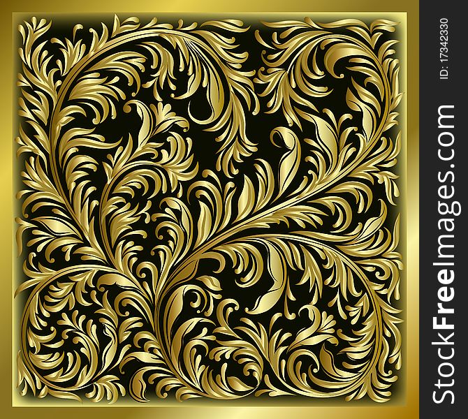 Abstract Background With Gold Floral Ornament