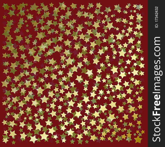 Abstract background with gold stars on a red