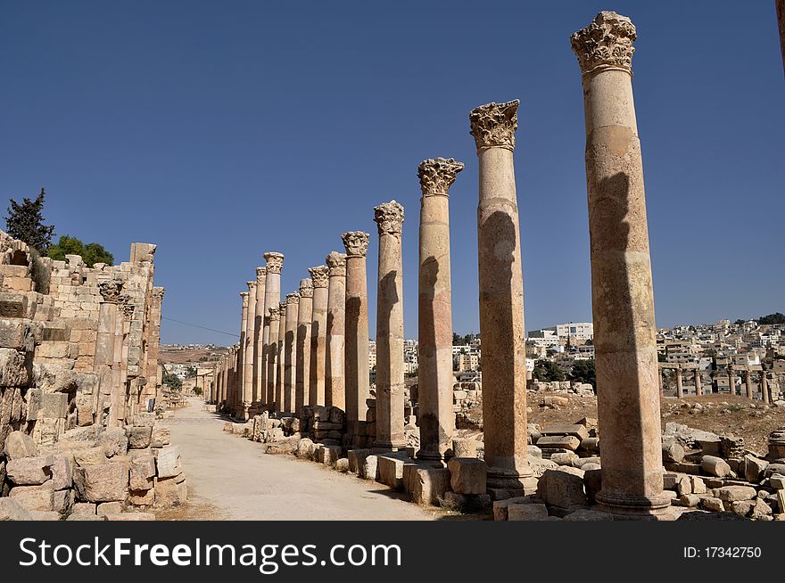 Jerash Corinthian Columns in Jordan. Jerash Corinthian Columns in Jordan