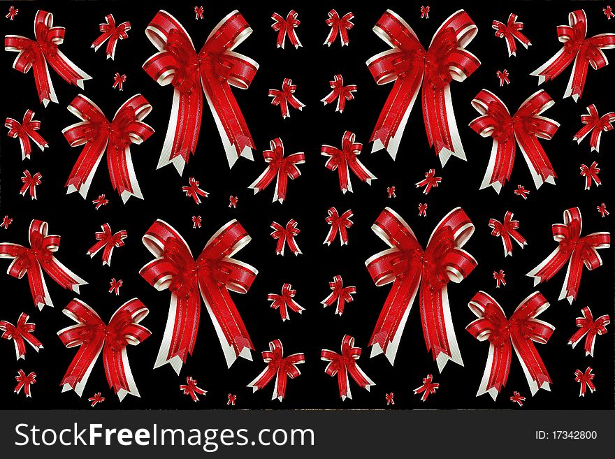 Red ribbon satin gift bow background