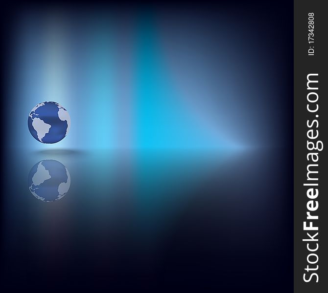 Abstract dark background with globe on blue