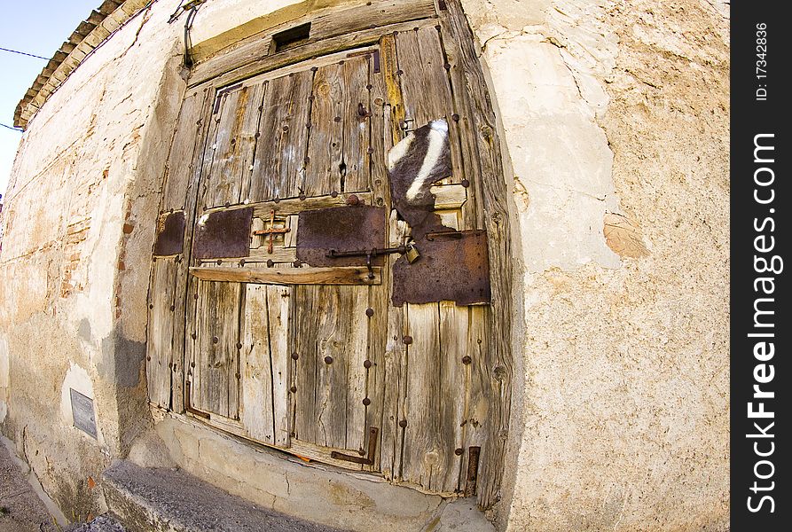 Street with houses made of mud, rural town