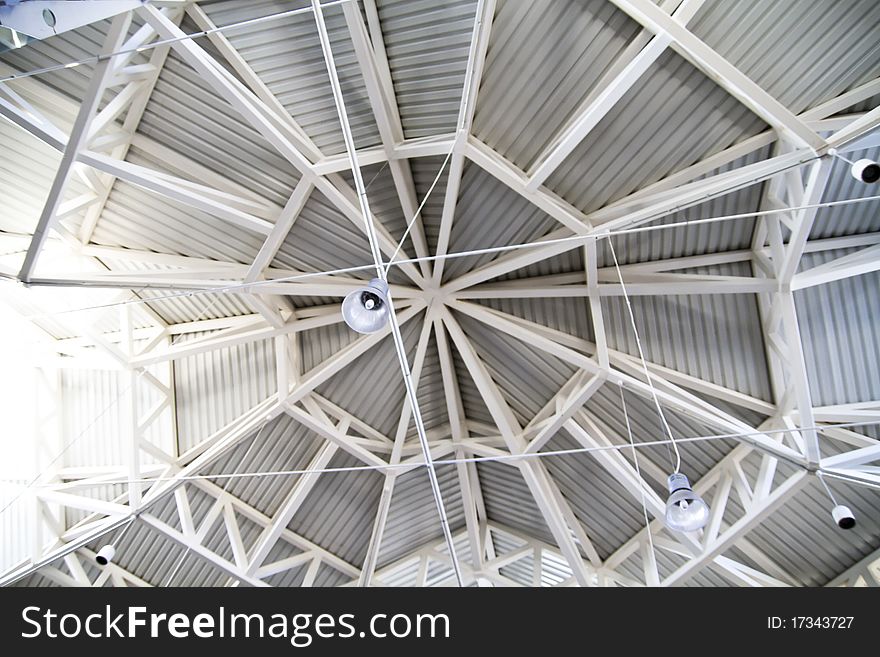 Architecture, white metal roof structure. Architecture, white metal roof structure