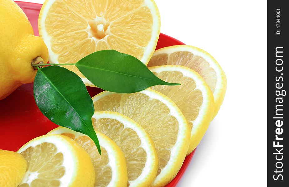 Lemon ripe fruit on a white background