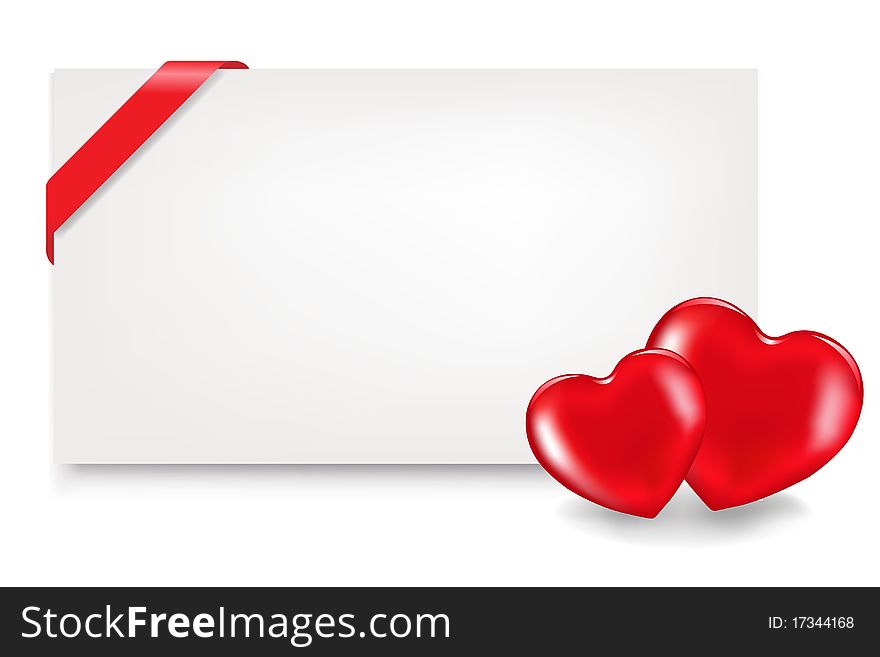 Blank Gift Tag With Hearts. Vector