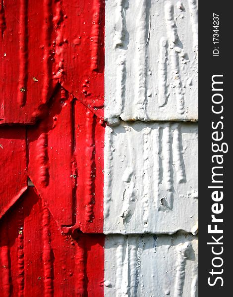 Abstract of red and white walls