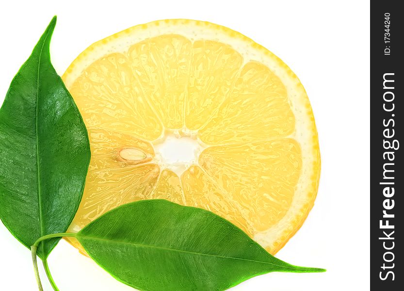 Lemon ripe fruit on a white background