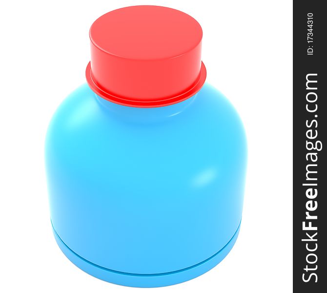 Blue plastic bottle isolated on white background
