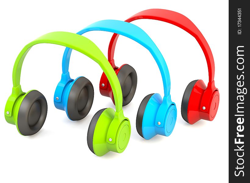 Green, Blue And Red Headphones
