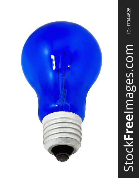 Blue Light Bulb, Isolated On White Background