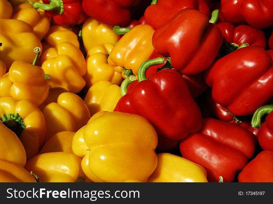 Open market in Israel. Fresh peppers in a nice autumn day. Open market in Israel. Fresh peppers in a nice autumn day.