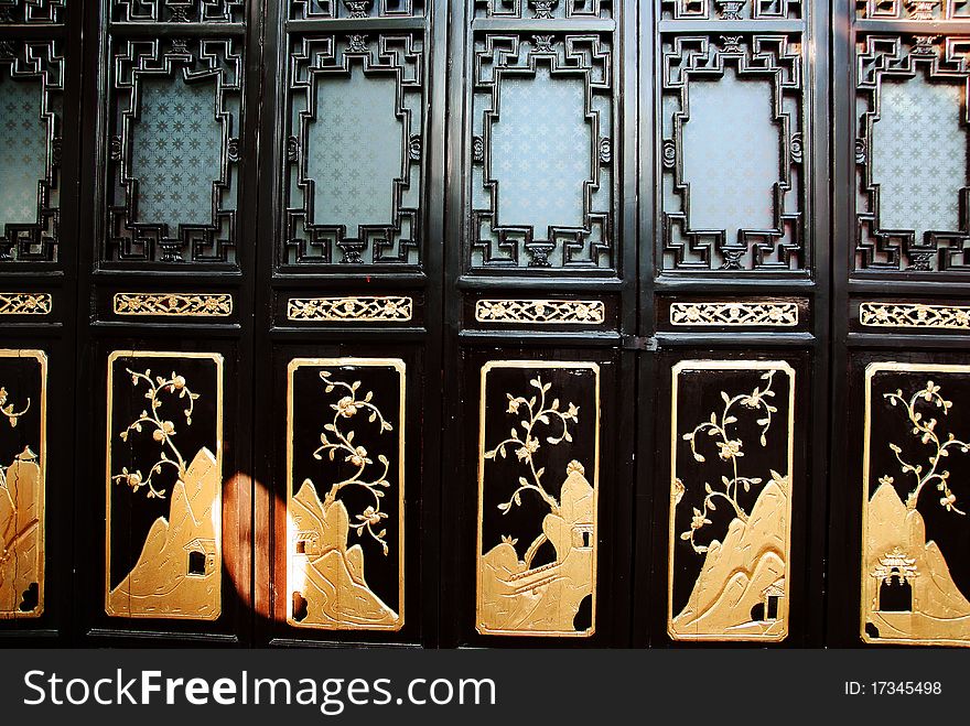 Black chinese style door with beautiful designs
