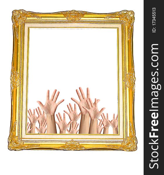 Photo Frame in the hands isolated on white background. Photo Frame in the hands isolated on white background