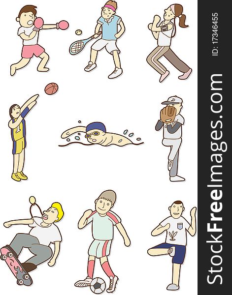 Doodle sport people,vector illustration