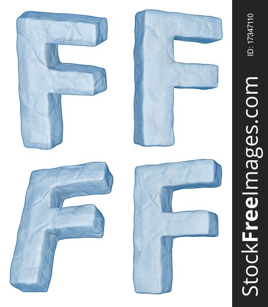 Icy letter F.