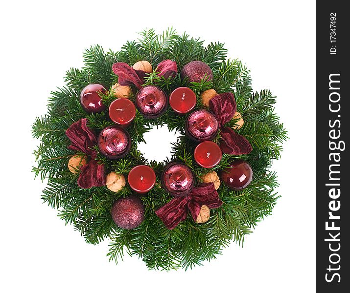 Christmas Wreath, isolated on white