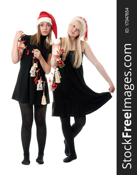 Two Girls In The Santa Hat