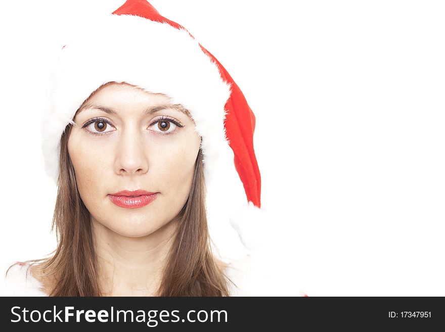 Christmas woman looking into the camera