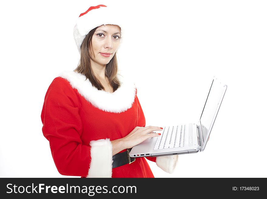 Christmas Woman With Laptop