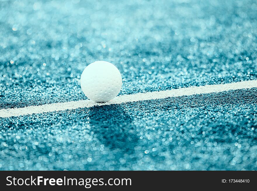 White Ball For Playing Field Hockey. Blue Filter.