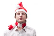 Man In The Santa Claus Hat Stock Images Man In The Santa Claus Hat Stock Images