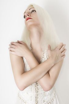 Young Blond Woman Looking Up. Stock Photos Young Blond Woman Looking Up. Stock Photos