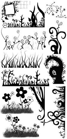 Flower And Grass Silhouettes Collection Stock Image Flower And Grass Silhouettes Collection Stock Image