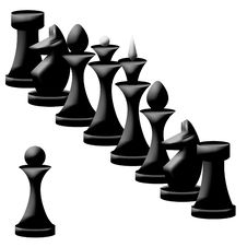 Composition Of Black Chessmen Stock Photo