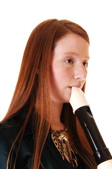 Girl Playing Flute. Stock Photos Girl Playing Flute. Stock Photos