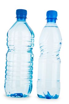 Two Blue Bottle With Water Royalty Free Stock Images Two Blue Bottle With Water Royalty Free Stock Images