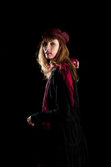 Girl With Red Socks Hat Scarf And Apple Stock Images Girl With Red Socks Hat Scarf And Apple Stock Images
