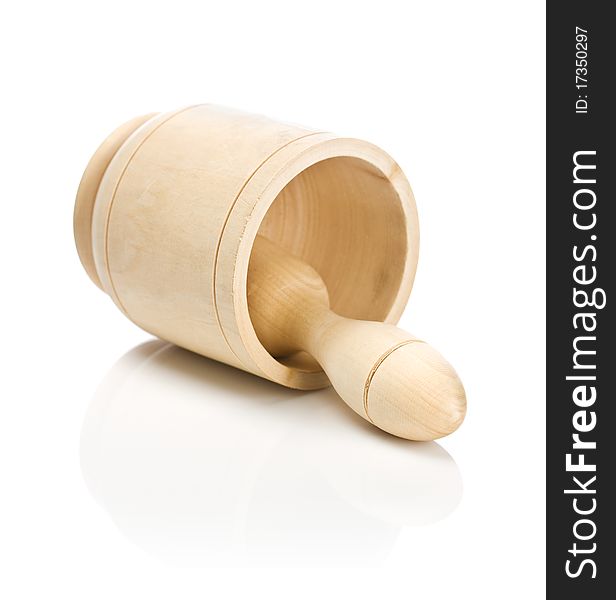 Isolated wooden mortar