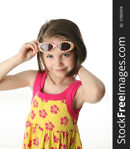 Young Girl With Sunglasses In Studio