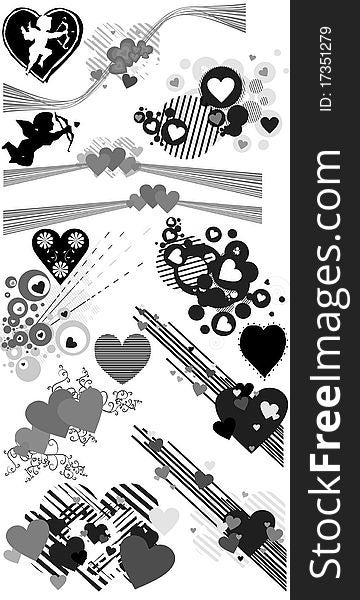 Graphic Vector heart silhouettes collection