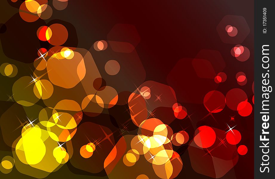 Sparkling festive red and yellow background with glow. Sparkling festive red and yellow background with glow