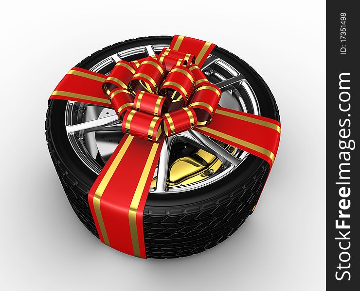 Tires with ribbon - 3d render