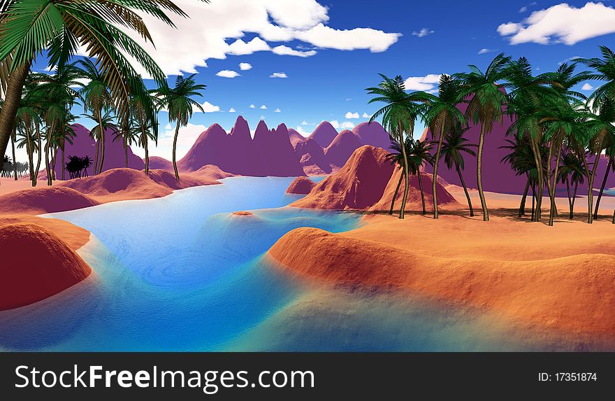 Very bright and colorful tropical landscape