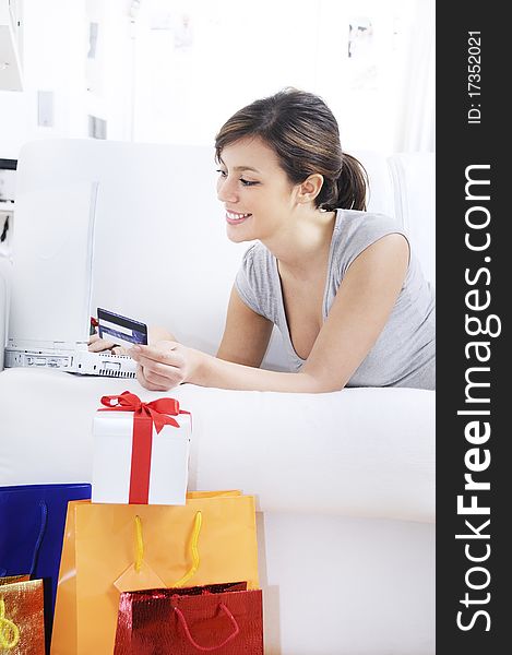 Young woman in shopping on-line