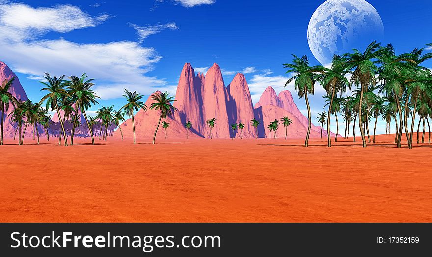 Very bright and colorful tropical landscape