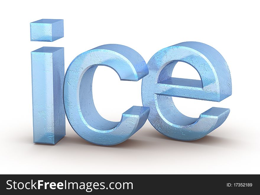 Word ice on white background 3D render