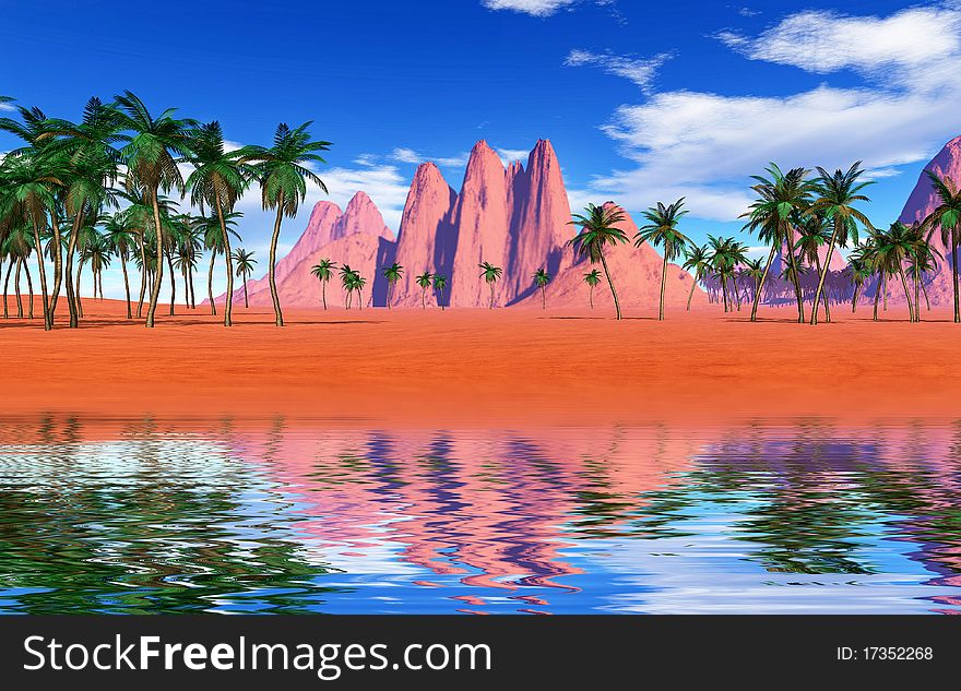 Very bright and colorful tropical landscape