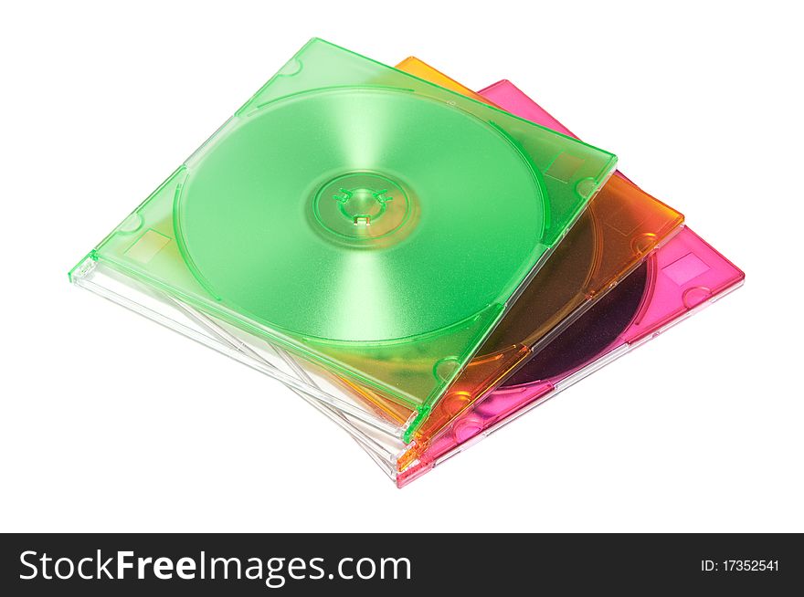 Three disks in a box on a white background. Three disks in a box on a white background