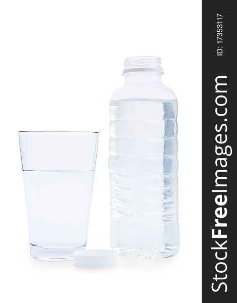 Composition Of Bottle And Glass  With Water