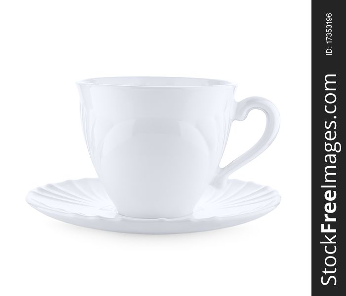 Cup On A Plate Isolated