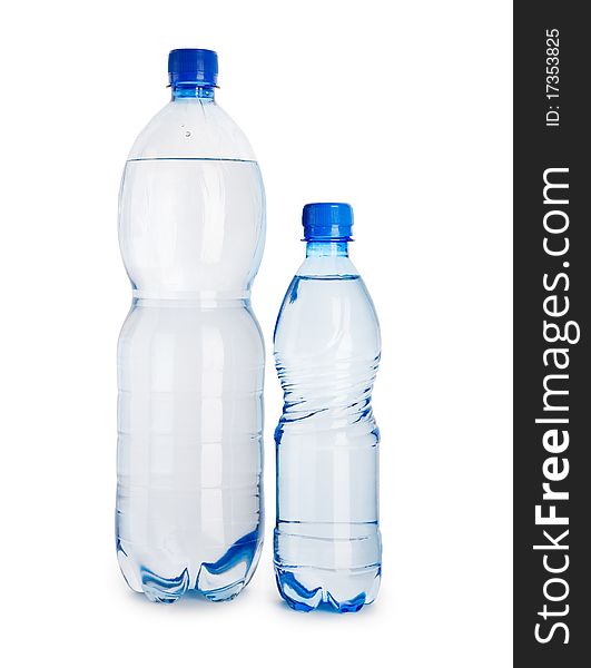 Big and small blue bottle isolated